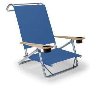   Folding Beach Arm Chair with Cup Holders, Cobalt Patio, Lawn & Garden