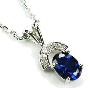   CZ Arch Necklace, Sapphire Colored & Diamond Colored CZs, 18 Jewelry