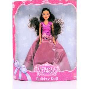    Enchanted Glamour Holiday Doll   Purple Dress Toys & Games