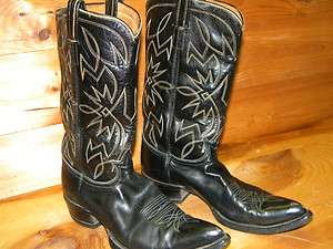   Mens Tony Lama Black Tag Western Boots Sz 8 Made in USA used  