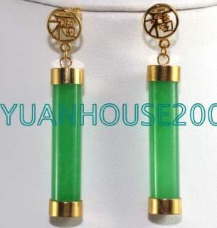 Fashion jewelry 18K GOld Plated Green Jade Earring  