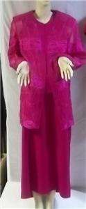    FUSCHIA LONG SKIRT, SHELL AND LONG SHER JACKET W/ EMBROIDERING 18W