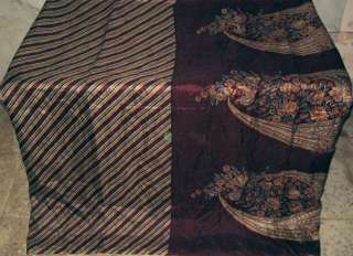 Pure silk Antique Vintage Sari Fabric 4y Coffee #0025L  