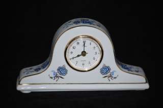 Beautiful Elgin Porcelain Mantle Clock Floral Design  