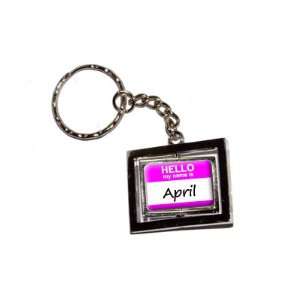  Hello My Name Is April   New Keychain Ring Automotive