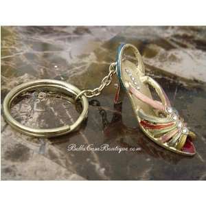   Jeweled Keychain With Clip Jeweled Sandle Shoe
