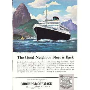   Ad Moore McCormack Cruises Good neighbor Fleet Vintage Travel Print Ad