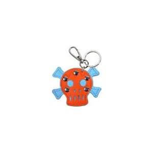  Keychain Hard Rubber Keychain   Cool Skull (Orange&Teal 