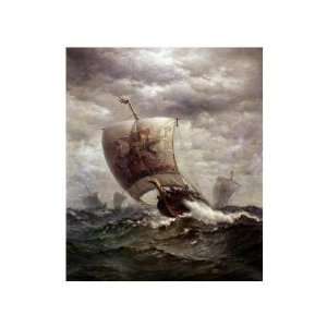 James Gale Tyler   Viking Ships At Sea Giclee Canvas 