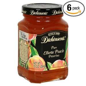 Dickinsons Elberta Peach Preserves, 10 Ounce Jars (Pack of 6)  