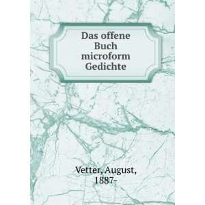    Das offene Buch microform Gedichte August, 1887  Vetter Books