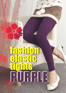 Purple Tights Footless Cropped Pants Leggings Ruched  