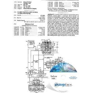  NEW Patent CD for FLUIDIC POSITION LIMIT CONTROL 