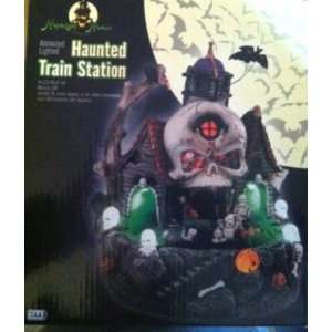   Manor Haunted Animated Lighted Train Station