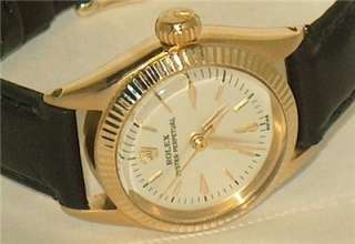   NICE WOMENS SOLID 18K ROLEX OYSTER PERPETUAL   JUST SERVICED  