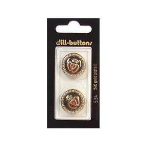  Dill Buttons 20mm Shank Enamel Black/Gold 2 pc (6 Pack 