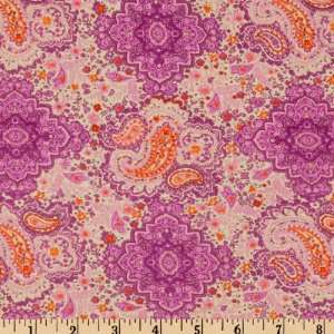  45 Wide Cotton Jersey Knit Paisley Purple Fabric By The 