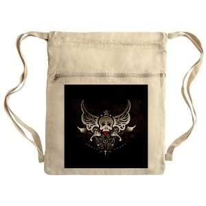  Messenger Bag Sack Pack Khaki Butterfly and Skull 