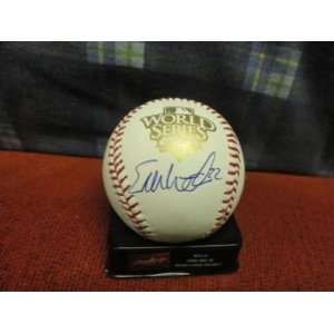  Autographed Eli Whiteside Ball   2010 World Series 