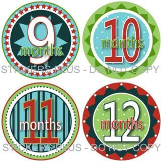 Monthly Onesie Baby Boy Stickers Fun Circles Photo Prop  