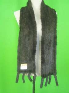 DENA Brown Natural Knit Denmark Mink NEW Long Scarf 66x6  