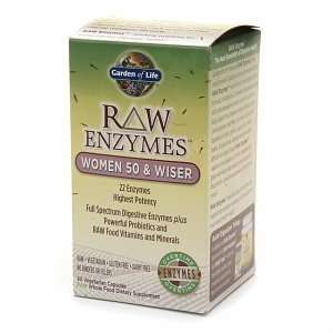Garden of Life Raw Enzymes, Women 50 & Wiser, Vegetarian Capsules, 90 