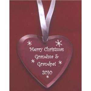   Grandpa, Glass Heart Ornament with Snowflakes   2010 
