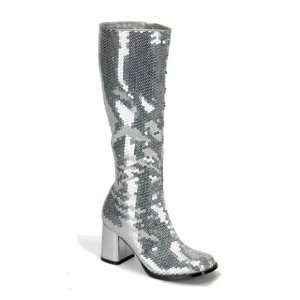   70s Retro Go Go Silver Sequin Boots Ladies Size US 11 Toys & Games