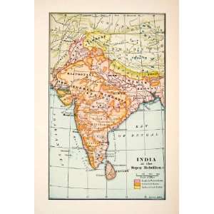  1930 Print Map India Sepoy Rebellion English Possessions 
