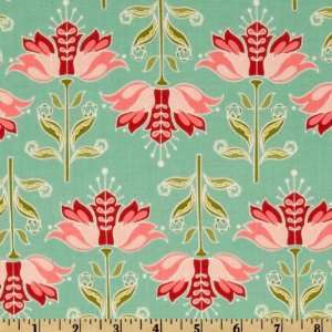  44 Wide Apple of My Eye Apple Floral Teal Fabric By The 