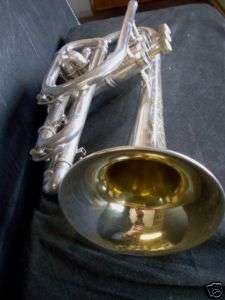 YORK SHORT BODY CORNET, SILVER PLATED WITH GOLD INLAY  