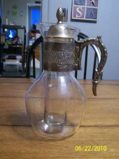 Vintage Corning glass pitcher silver plate  