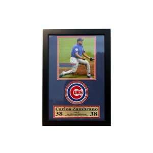  Chicago Cubs Carlos Zambrano 12x18 Logo Patch Frame   MLB 