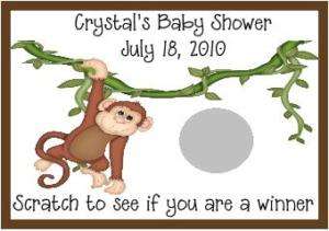 Monkey Baby Shower Scratch Off Tickets  