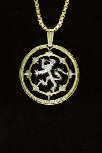 Scotland Lion,Scottish CutCoin Pendant Necklace3/4dia.  