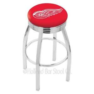Detroit Red Wings Logo Chrome Swivel Bar Stool Base with Ribbed Accent 