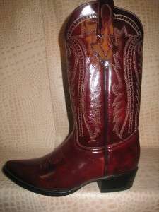 New 2011 Mens Smooth Leather Burgundy Western Cowboy Boots  