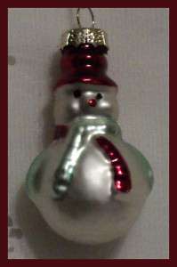 HAND CRAFTED GLASS HOLIDAY SNOWMAN ORNAMENT 2 MINI NEW  