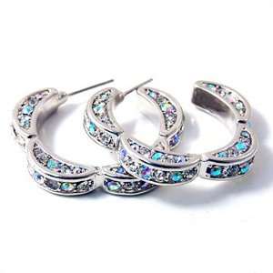   Aurora Borealis Crystal Floral Hoop Earrings Fashion Jewelry Jewelry