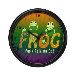  Frog Fully Rely On God Frog Wall Clock by  