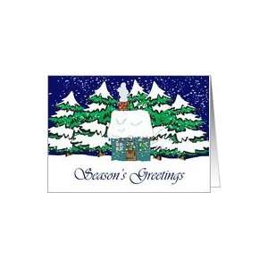 Seasons Greetings Cottage Christmas Card Card
