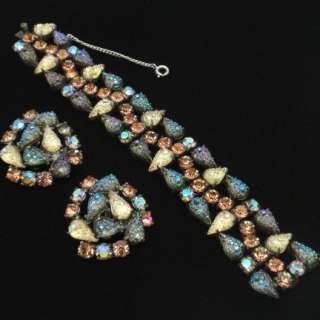 Schiaparelli Set Vintage Bracelet Earrings High Quality Textured 