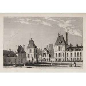  1831 Cour des Cuisines Fontainebleau Court Engraving 