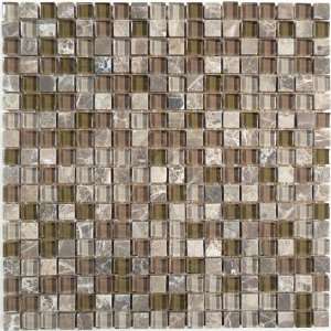   Brown Crystile Blends Glossy & Unpolished Glass and Stone Tile   18239