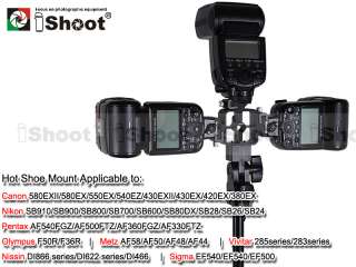 Tri Hot Shoe Mount Flash Bracket/Umbrella Holder for Nikon Canon 