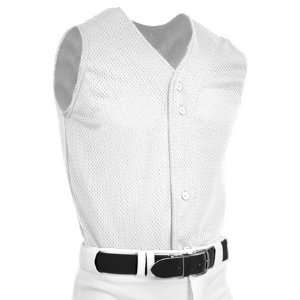 Custom Pro Mesh Youth Full Button Sleeveless Jerseys WHITE YM  