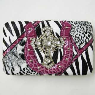 NEW PURPLE CROC Zebra BLACK Western Cross Purse Tote Handbag Wallet 