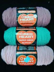 Red Heart Super Savers Yarn Lot 24 Oz Rose Pink Country Rose Spruce 