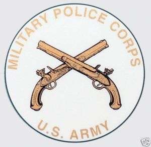 ARMY MILITARY POLICE CROSSED PISTOLS CAR WHITE DECAL  