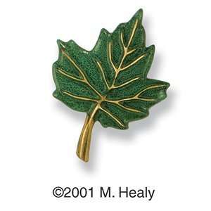  Maple Leaf Doorbell Ringer, Brass with Green Patina by 